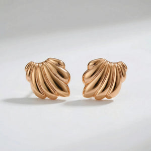 Knotara - Glossy Gold-Tone Knot Stud Earrings Bronze 2