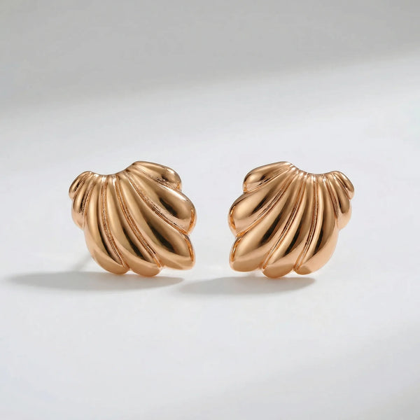 Knotara - Glossy Gold-Tone Knot Stud Earrings Bronze 2