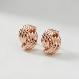 Knotara - Glossy Gold-Tone Knot Stud Earrings Rose Gold 2