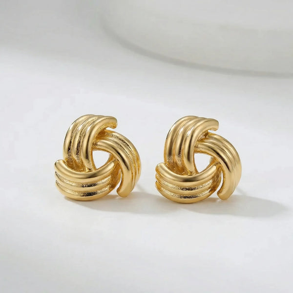 Knotara - Glossy Gold-Tone Knot Stud Earrings Gold 8
