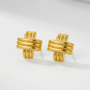 Knotara - Glossy Gold-Tone Knot Stud Earrings Gold 9