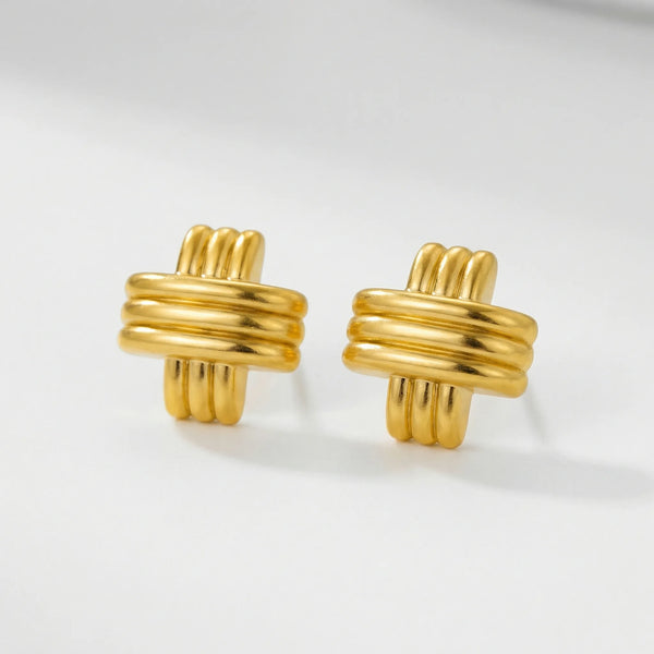 Knotara - Glossy Gold-Tone Knot Stud Earrings Gold 9