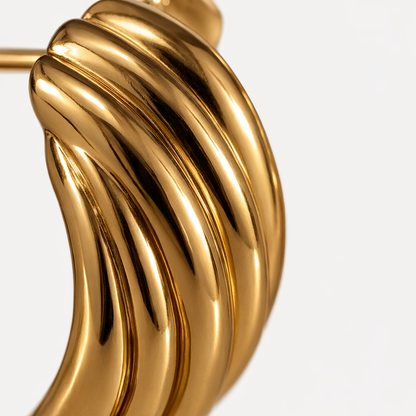 Knotara - Glossy Gold-Tone Knot Stud Earrings