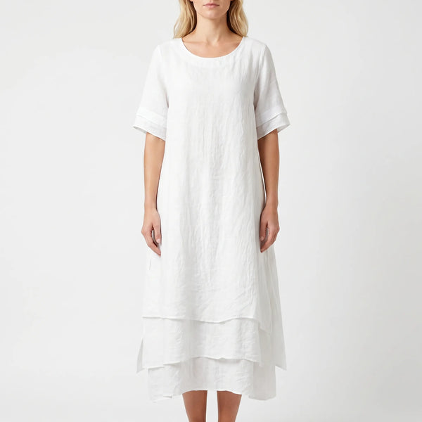 Layerva - Layered Midi Dress With Short Sleeves