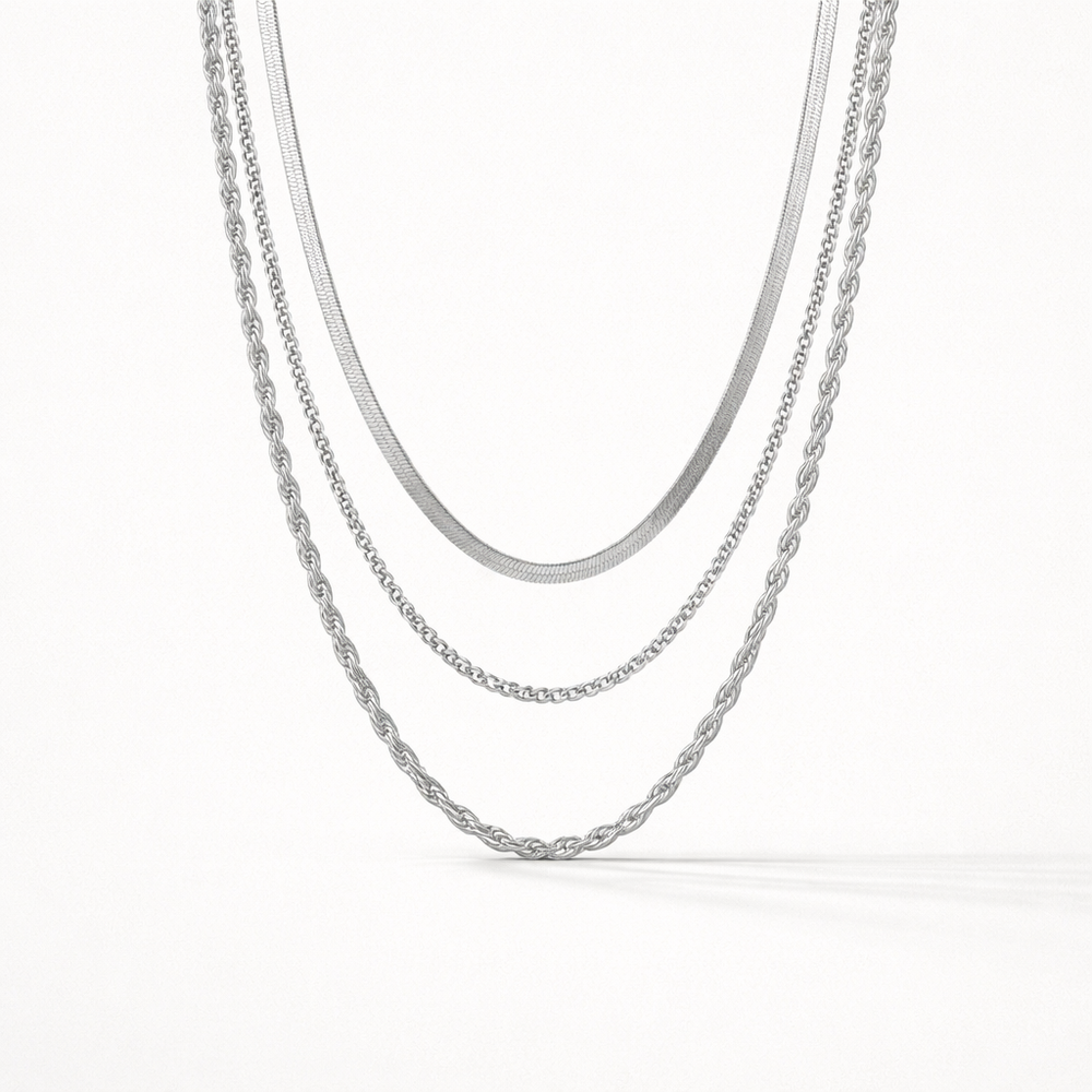 Layriva - 3-Piece Layered Chain Necklace Set