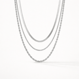 Layriva - 3-Piece Layered Chain Necklace Set