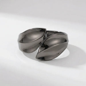 Leaforra - Chunky Irregular Cuff Bangle Bracelet Gunmetal