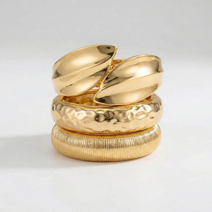 Leaforra - Chunky Irregular Cuff Bangle Bracelet