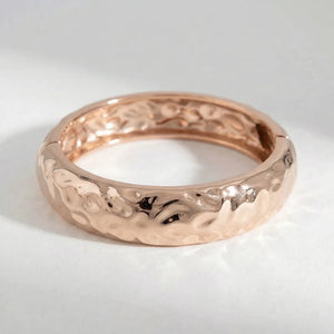Leaforra - Chunky Irregular Cuff Bangle Bracelet White Gold