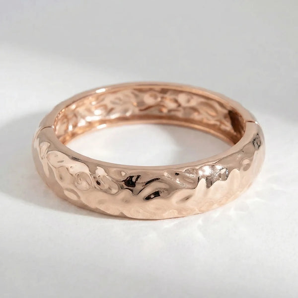 Leaforra - Chunky Irregular Cuff Bangle Bracelet White Gold