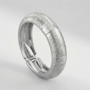 Leaforra - Chunky Irregular Cuff Bangle Bracelet Silver