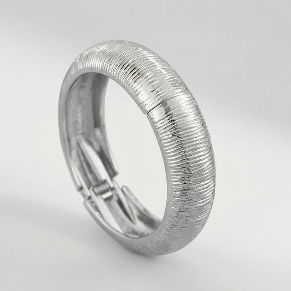 Leaforra - Chunky Irregular Cuff Bangle Bracelet Silver