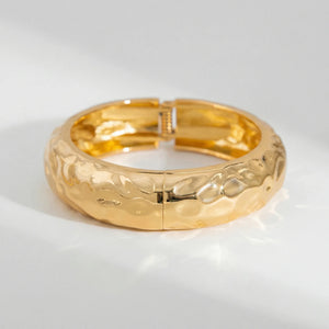 Leaforra - Chunky Irregular Cuff Bangle Bracelet Yellow Gold