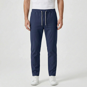 Luncero - Slim Fit Stretch Drawstring Pants Navy Blue