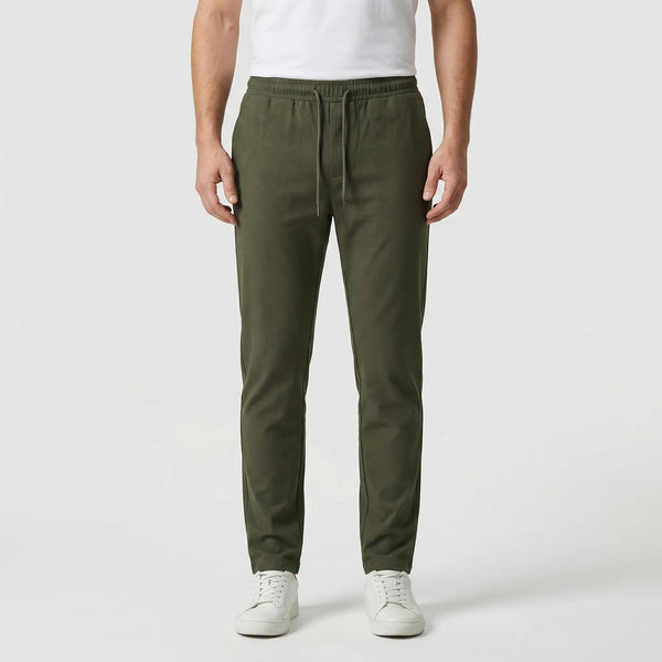 Luncero - Slim Fit Stretch Drawstring Pants Army Green