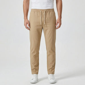 Luncero - Slim Fit Stretch Drawstring Pants Beige