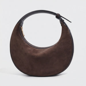 Lunvera - Half-Moon Minimalist Shoulder Bag Velvet Coffee Color