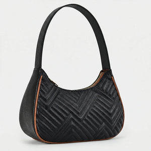 Lunvera - Half-Moon Minimalist Shoulder Bag Embroidered Black