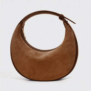 Lunvera - Half-Moon Minimalist Shoulder Bag Flannel Brown