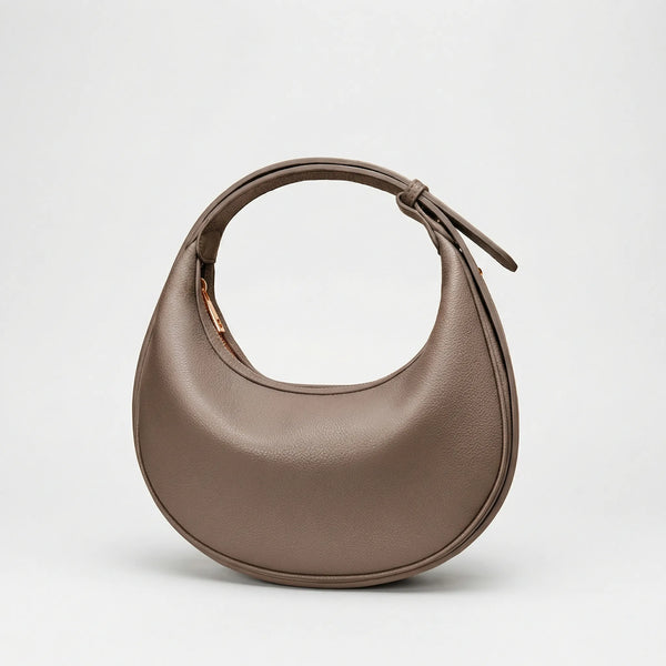 Lunvera - Half-Moon Minimalist Shoulder Bag Dark Brown
