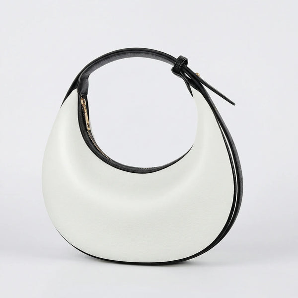 Lunvera - Half-Moon Minimalist Shoulder Bag Black And White