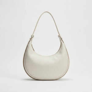 Lunvera - Half-Moon Minimalist Shoulder Bag Embroidered White