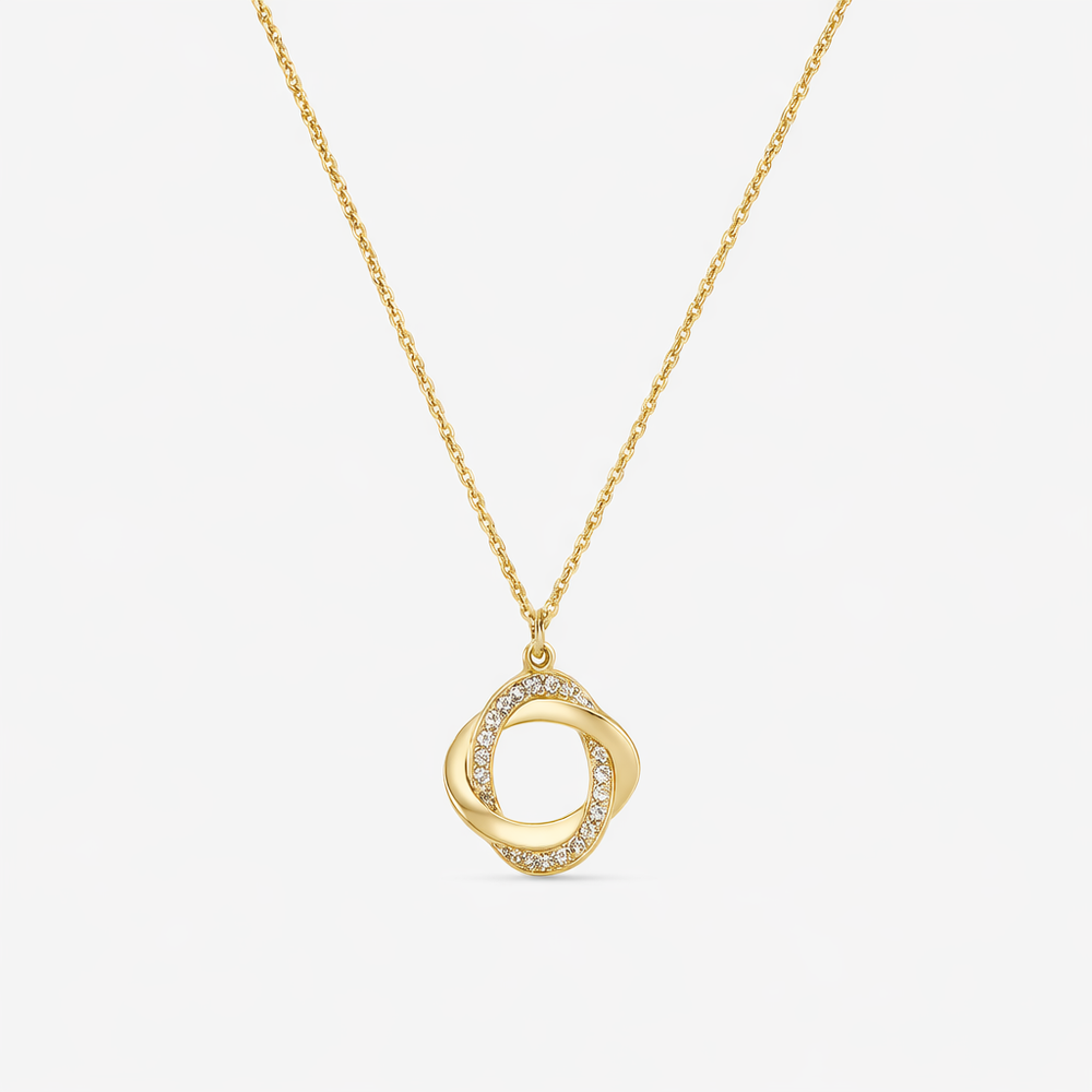 Luvori - Rhinestone Open Circle Pendant Necklace