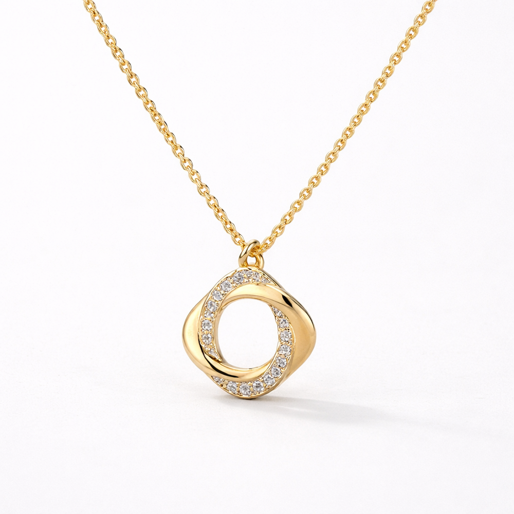 Luvori - Rhinestone Open Circle Pendant Necklace