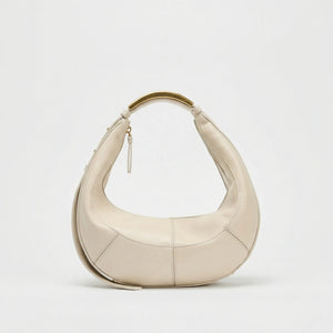 Luxenne - Structured Mini Shoulder Handbag Gold Handle Beige