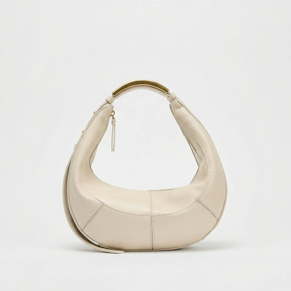 Luxenne - Structured Mini Shoulder Handbag Gold Handle Beige
