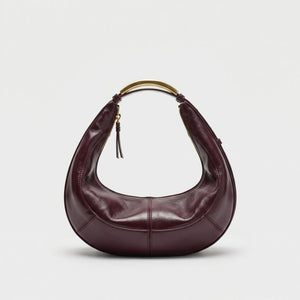 Luxenne - Structured Mini Shoulder Handbag Gold Handle Red