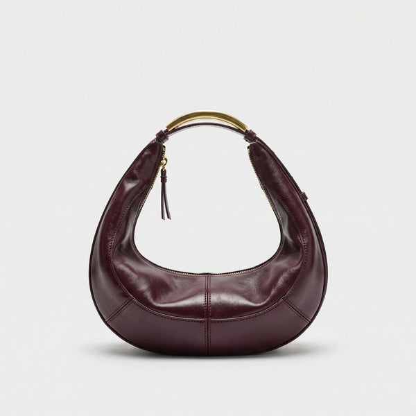 Luxenne - Structured Mini Shoulder Handbag Gold Handle Red