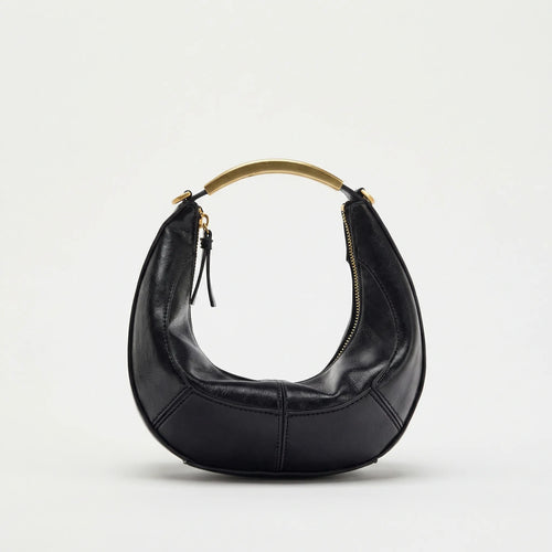 Luxenne - Structured Mini Shoulder Handbag Gold Handle Black