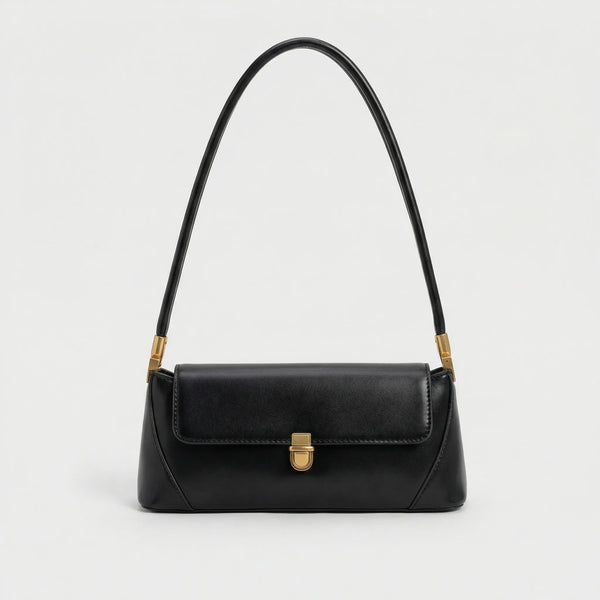 Luxette - Solid Color Underarm Shoulder Bag Black
