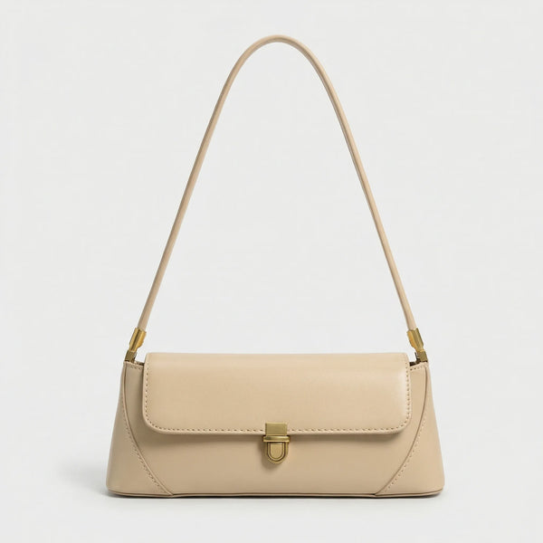 Luxette - Solid Color Underarm Shoulder Bag Beige