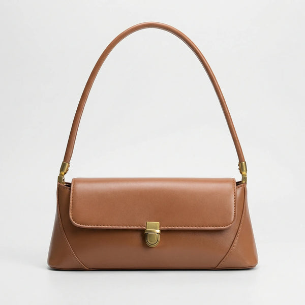 Luxette - Solid Color Underarm Shoulder Bag Brown