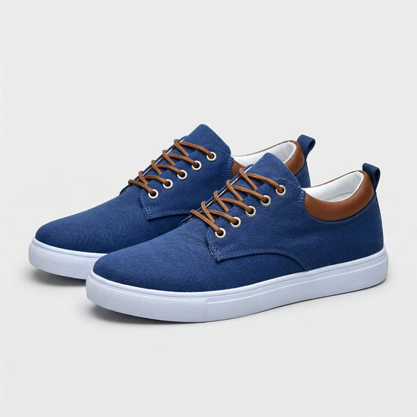 Pavoro - Flat Sole Lace-Up Sneaker For Men Blue