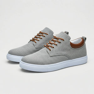 Pavoro - Flat Sole Lace-Up Sneaker For Men Gray