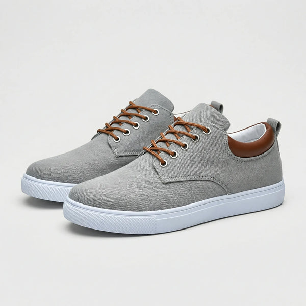 Pavoro - Flat Sole Lace-Up Sneaker For Men Gray