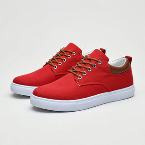 Pavoro - Flat Sole Lace-Up Sneaker For Men Red