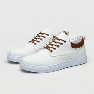 Pavoro - Flat Sole Lace-Up Sneaker For Men White
