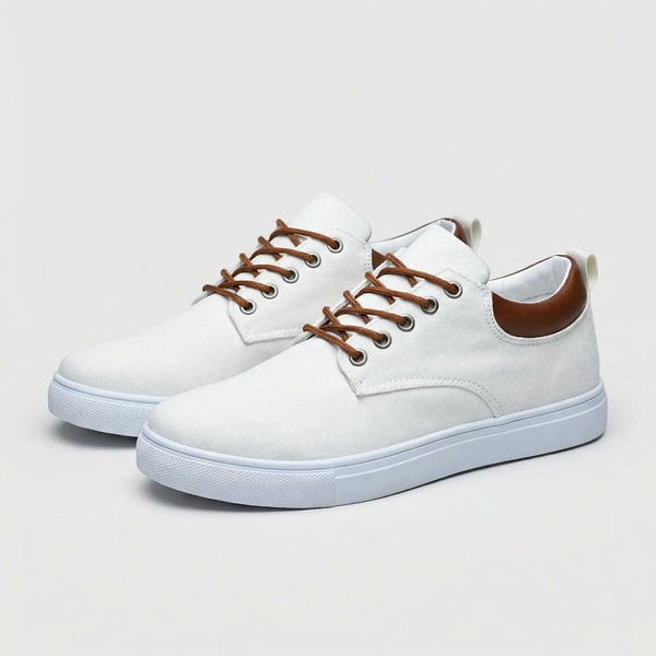 Pavoro - Flat Sole Lace-Up Sneaker For Men White