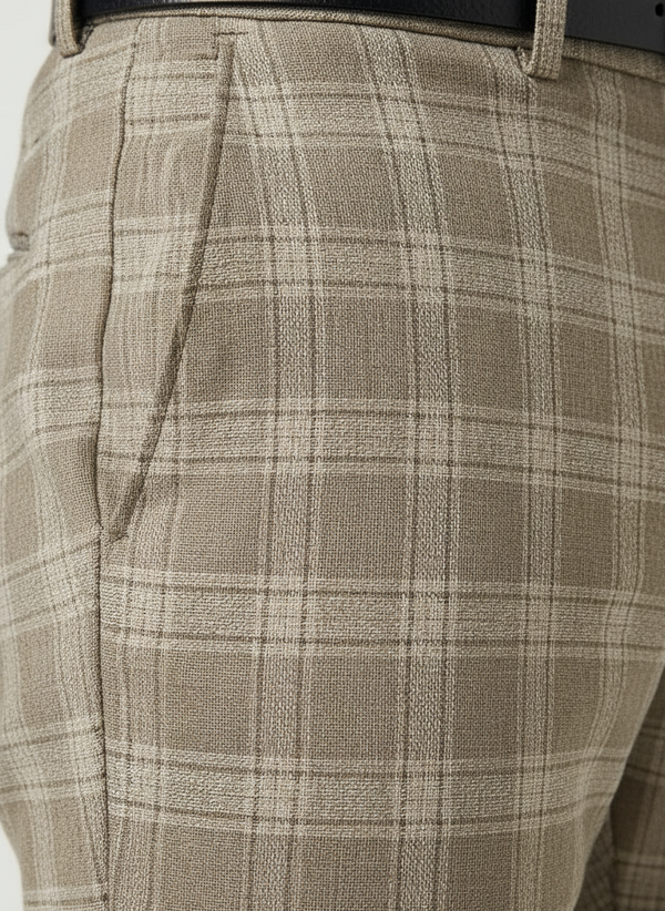 Plaidex - Slim Fit Plaid Chino Pants