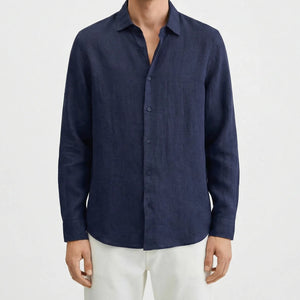 Rovlax - Relaxed Oversize Button-Down Shirt Navy Blue