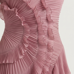 Ruffella - Pleated Ruffle Halter Maxi Dress