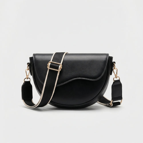 Saddlova - Vintage Flap Saddle Crossbody Bag Black