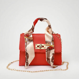 Scarvella - Structured Top-Handle Crossbody Bag Red