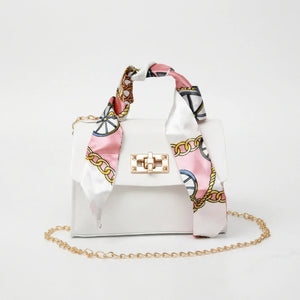 Scarvella - Structured Top-Handle Crossbody Bag White