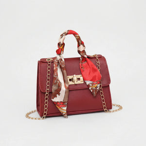 Scarvella - Structured Top-Handle Crossbody Bag Burgundy