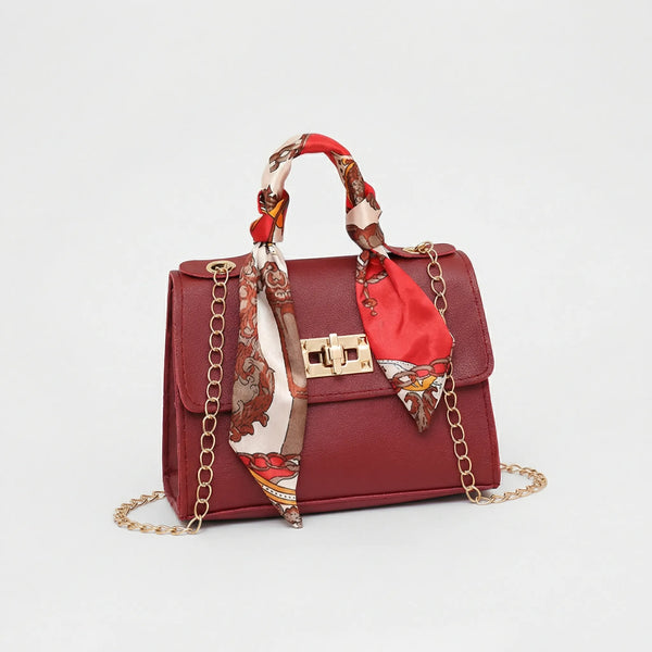 Scarvella - Structured Top-Handle Crossbody Bag Burgundy